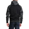 thumbnail image 3 of G-Style USA Men's Heavyweight Contrast Raglan Striped Sleeve Fleece Pullover Hoodie Sweatshirt MH13115 - Black/Charcoal - Small, 3 of 6