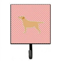 Caroline's Treasures BB3597SH4 Yellow Labrador Retriever Checkerboard Pink Leash or Key Holder, 7Hx4.25W, multicolor
