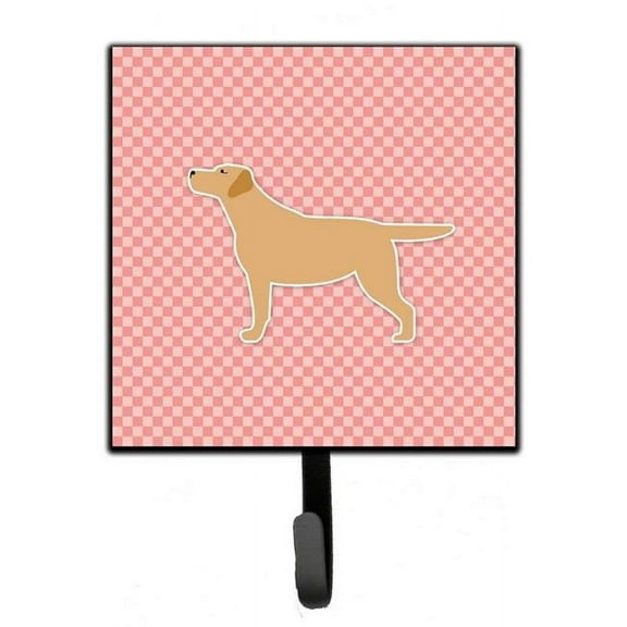 Caroline's Treasures BB3597SH4 Yellow Labrador Retriever Checkerboard Pink Leash or Key Holder, 7Hx4.25W, multicolor