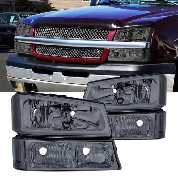 Nilight Headlight Assembly for 2003 - 2006 Chevy Silverado Avalanche 1500 1500HD 2500 2500HD 3500 Chevrolet Pickup Replacement Headlamp Housing Bumper Lamp Set