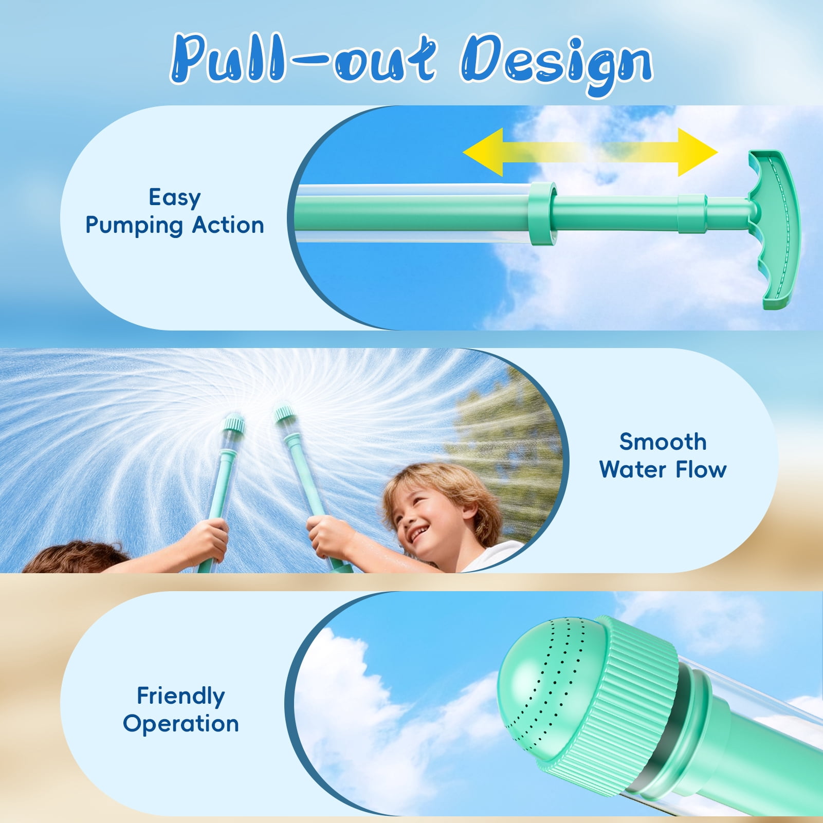 4 Pack Water Squirt Toys for Kids, Pull-Out Design Water Blaster Soaker, Creative Fireworks Spray Effect, Summer Pool Beach Party Favors, Outdoor Water Play Toys for Boys Girls Adults