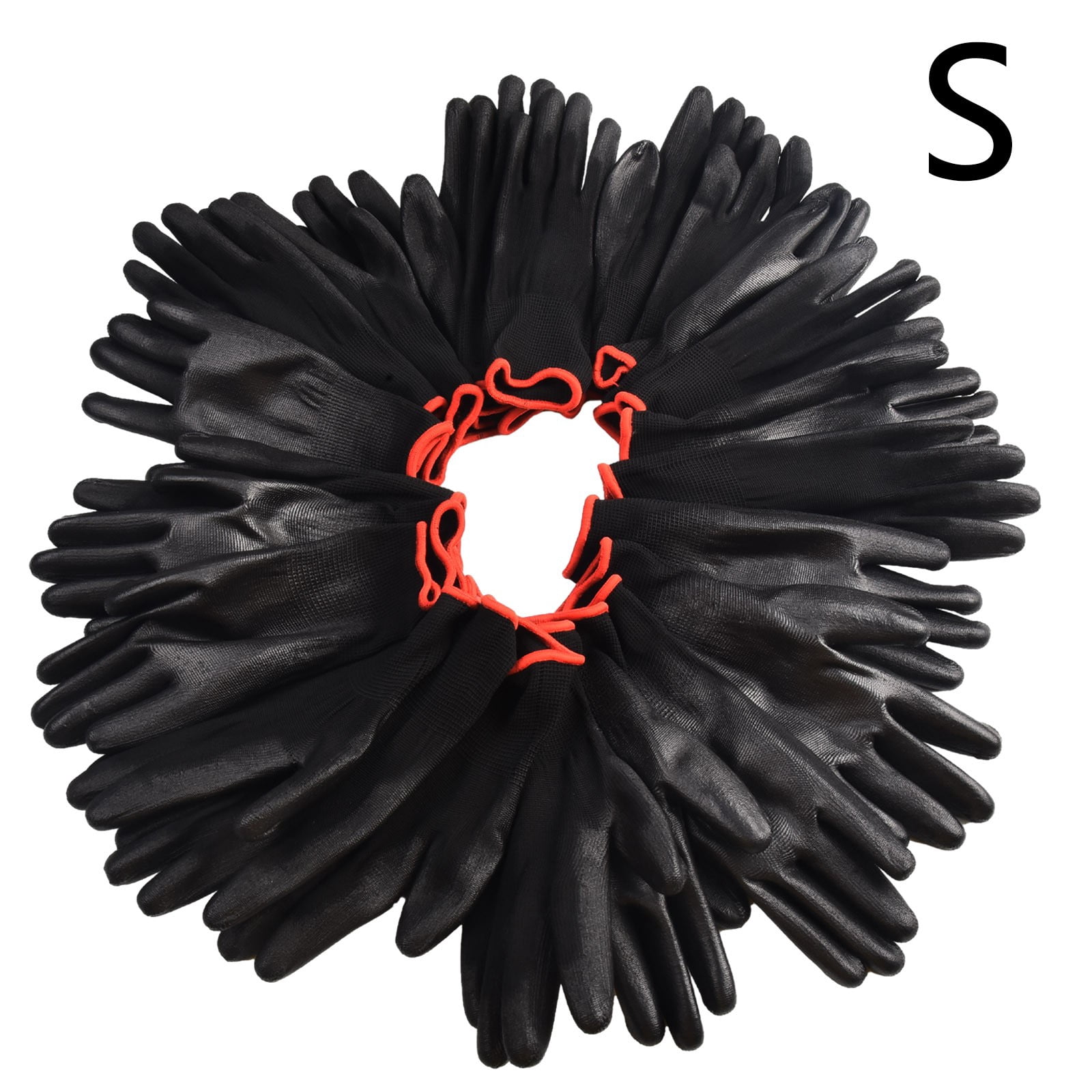 12 Pcs Safety Working Gloves Black Pu Nylon Cotton Glove Industrial Protective Work Gloves NMSafety Brand Supplier 12 Pairs