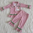 thumbnail image 4 of Pijamas de Navidad para niña, ropa de Papá Noel, camisa con volantes, conjunto de pantalones a cuadros, atuendo infantil de Boutique, venta al por mayor, 4 of 4