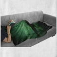 thumbnail image 6 of Aurora Borealis Soft Flannel Fleece Blanket, Gloomy House by the Lake with Aurora Borealis Night Sky Print, Cozy Plush for Indoor and Outdoor Use, 50" x 70", Sea Green Forest Green, by Ambesonne, 6 of 6