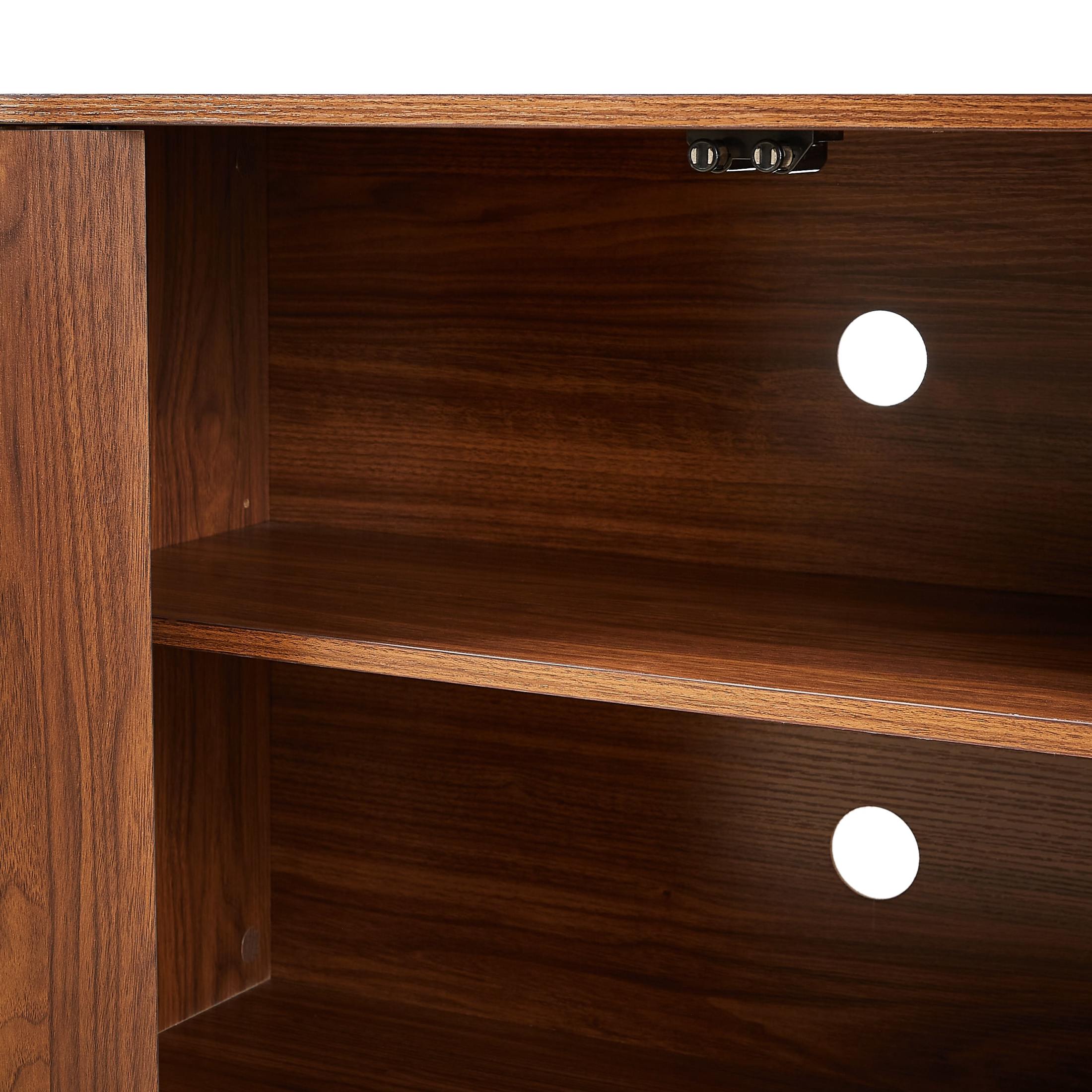 Noble House Harding Sideboard TV Stand, Wooden Striped Storage Buffet Cabinet, for Kitchen, Bedroom & Entryway, Walnut