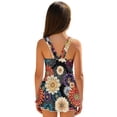 thumbnail image 2 of Xixirimido Boho Mandala Flower Print Girls One-piece Swimsuits Sleeveless Swimwear with Skirt & Built-in Shorts Hawaiian Beach Vacation Modest Bathing Suit, 3-4 Years, 2 of 7