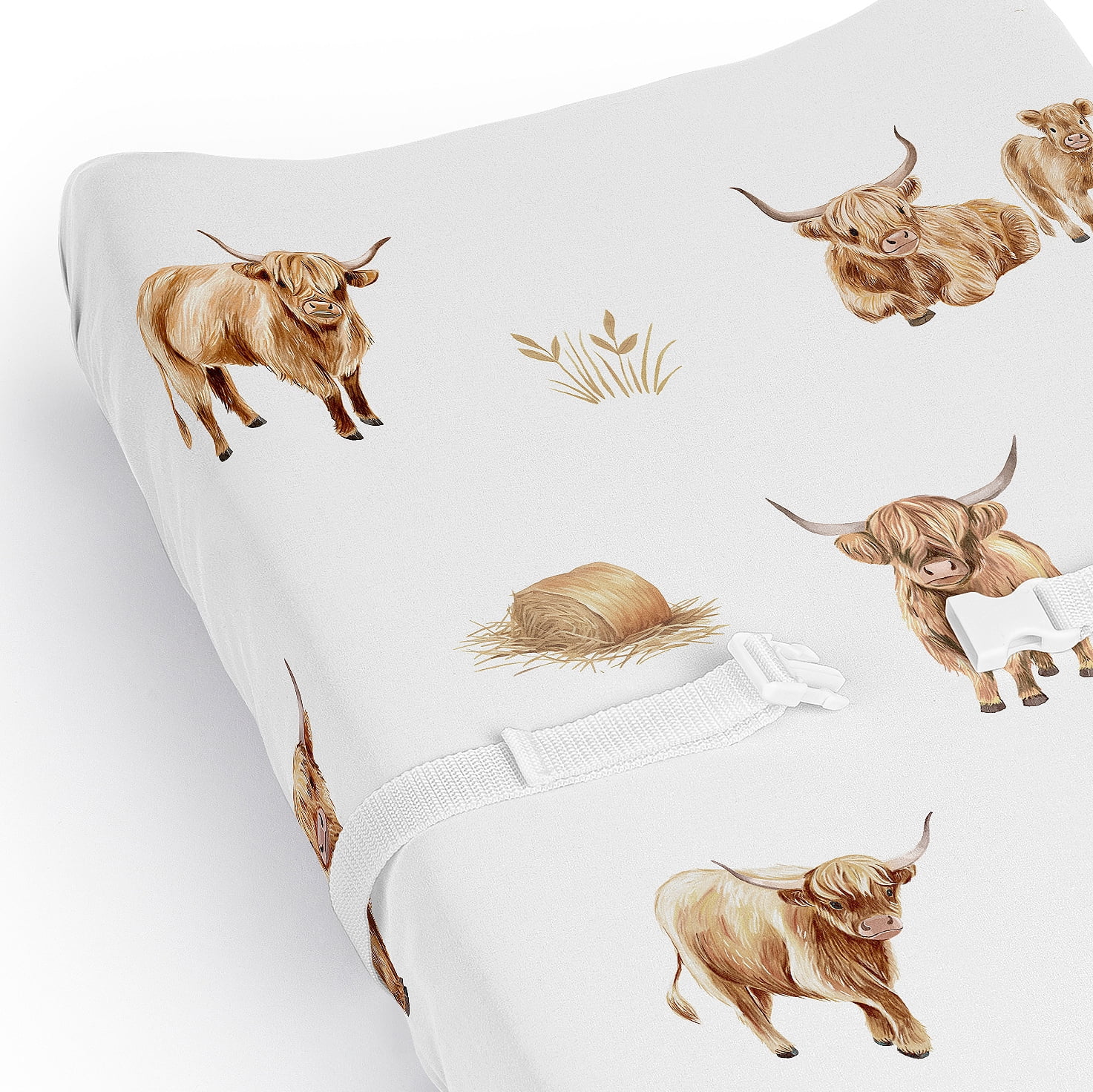 Sweet Jojo Designs Boho Highland Cow Boy, Girl, Unisex/Gender Neutral Changing Pad Cover Sheet
