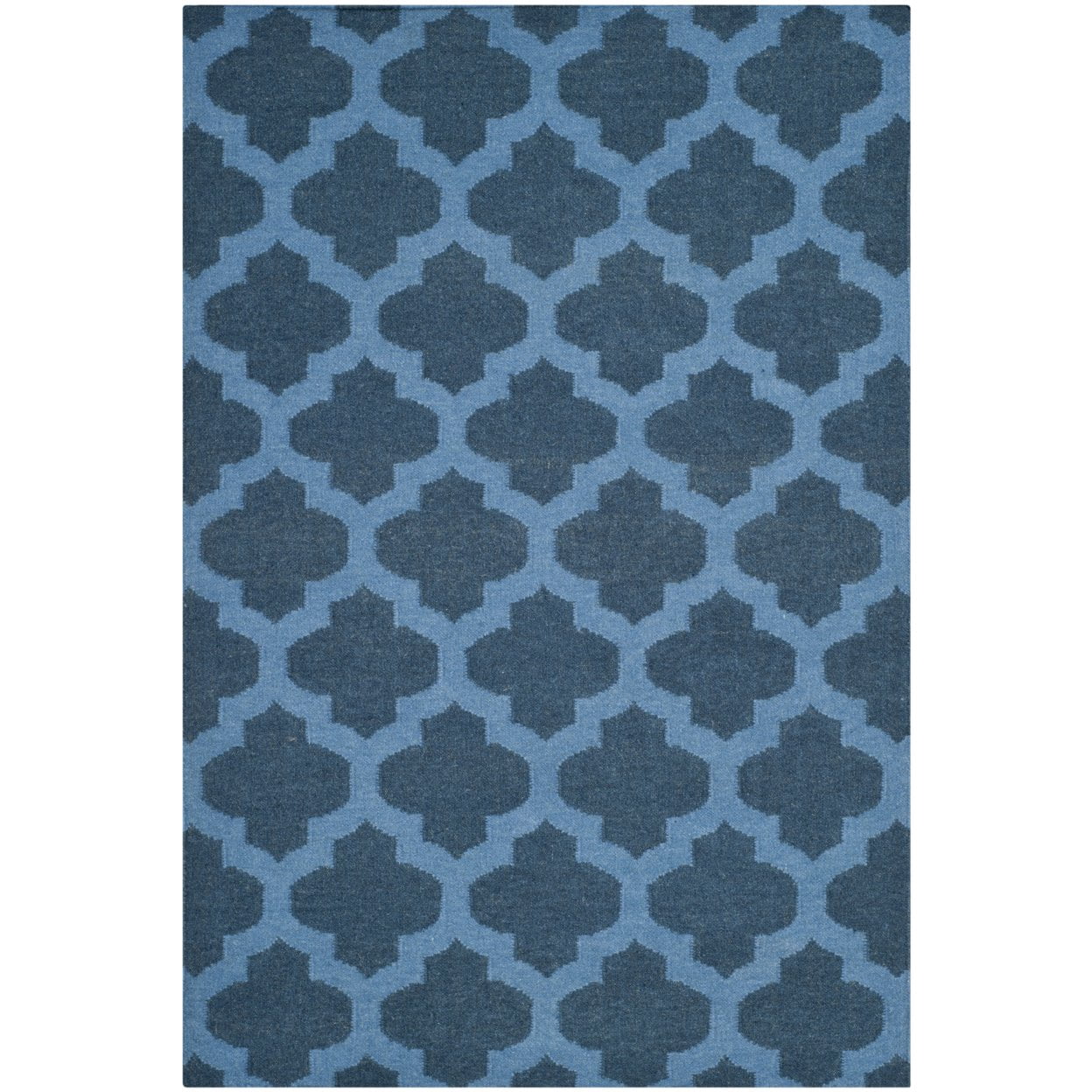 SAFAVIEH Dhurrie Watson Geometric Moroccan Wool Area Rug, Ink, 6' x 6' Square
