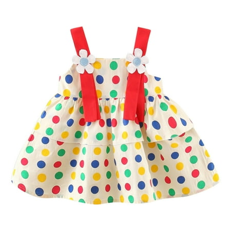 

ZRBYWB Toddler Girls Dress Sleeveless Floral Heart Dot Print Ruffles Princess Dress Dance Party Dresses Clothes Baby Girl Clothes