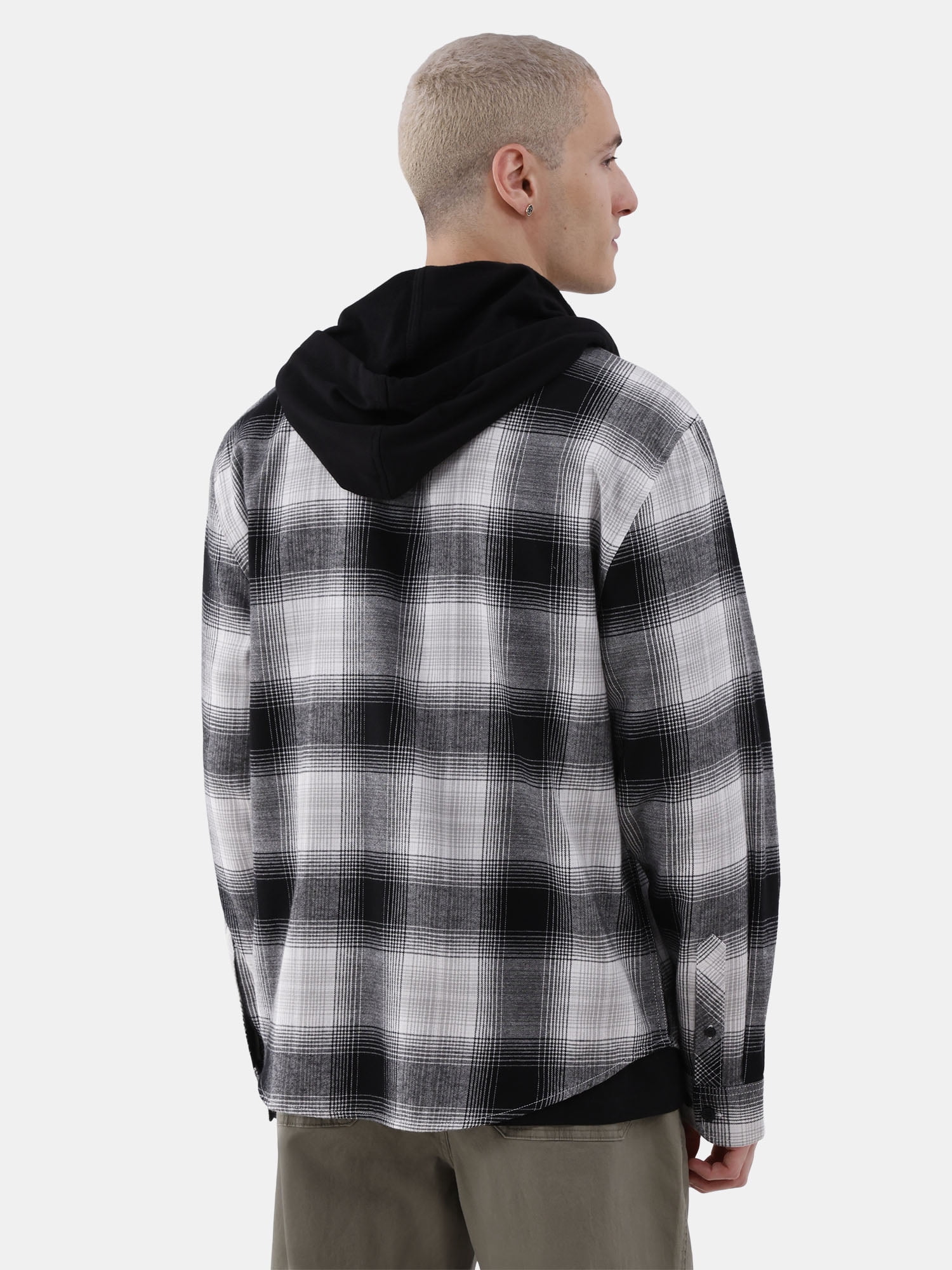 No Boundaries Men's & Big Men's Hooded Long Sleeve Flannel Shirt, Sizes XS-5XL