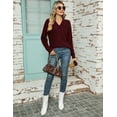 thumbnail image 6 of ZHENWEI Women Long Sleeve V Neck Pullover Collar Knitted Sweaters, 6 of 6