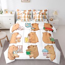 Castle Fairy Kawaii Capybara Bedding Comforter Set,Cute Animal Queen Bedding Sets
