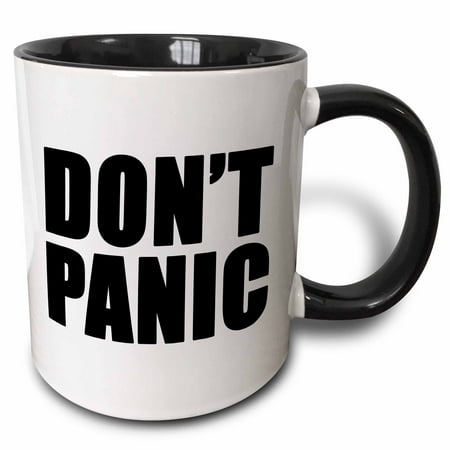 

3dRose Dont Panic Black - Two Tone Black Mug 11-ounce