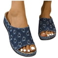 thumbnail image 2 of Mostsola Women's Trendy Wedges Open Toe Denim Splic Slides Sandals with Comfort Arch Support, 2 of 9