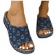 thumbnail image 3 of Bmisegm Ladies Summer Denim Patchwork Beach Outwear Large Size Slope Heel Sandal Slippers Womens Sandals Summer Black 8.5, 3 of 9