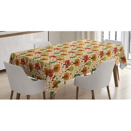

Forest Tablecloth Colorful Cartoon Artwork of Autumn Weather Woodland Flora with Various Tree Species Rectangular Table Cover for Dining Room Kitchen 52 X 70 Inches Multicolor by Ambesonne