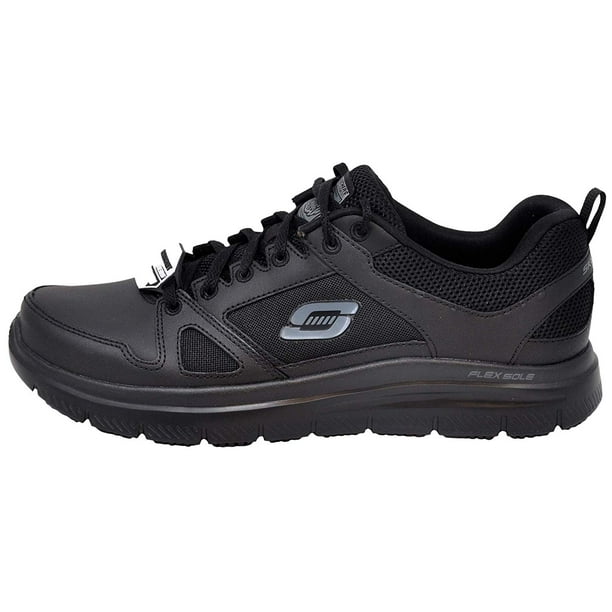 Skechers Men's Flex Work Shoe, Black/Black, 8 - Walmart.com