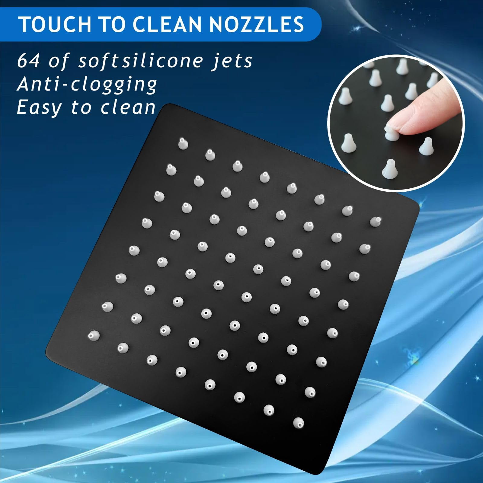 Rain Shower Head  High Made Of 304 Stainless Steel Relaxed Experience Even At Low Water Flow And (6" Black)