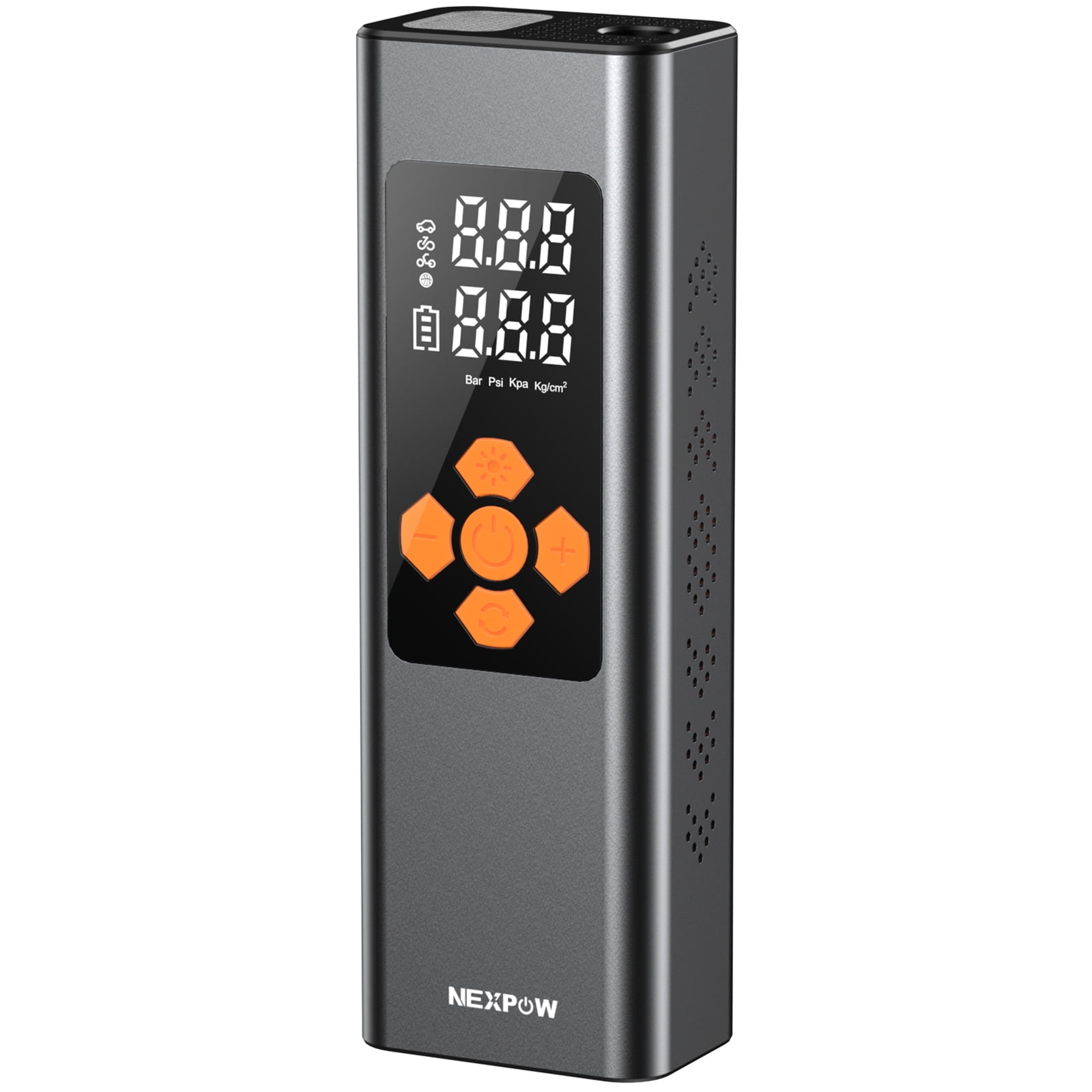 NEXPOW 150PSI Cordless Tire Inflator, 7500mAh Air Compressor with Dual-Screen Display & Auto Shut-Off, Portable Air Pump for Car/Motorcycle/Bike, USB Power Bank + LED Light, Gray