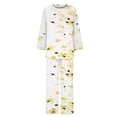 thumbnail image 5 of Puntoco Traje De Pantalón Y top De Cuello Redondo De Manga Larga Con Estampado Informal De Verano Para Mujer Amarillo Xxxl, 5 of 5