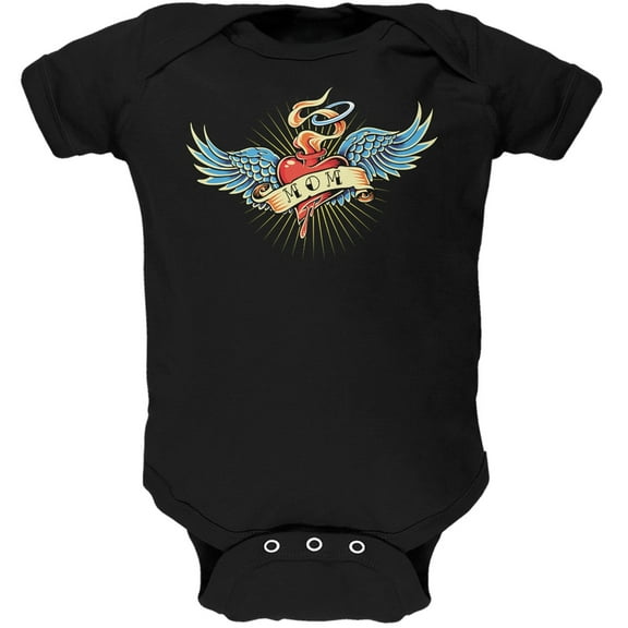 Mother's Day - I Love My Tattoo Mom Black Soft Baby One Piece - 12-18 months