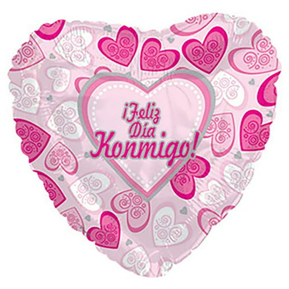 17 inch Feliz Dia Konmigo Foil Mylar Balloon - Party Supplies Decorations