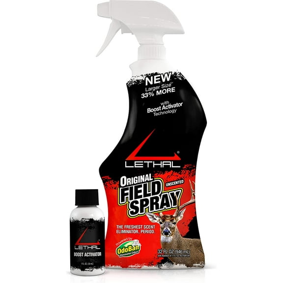 LETHAL Original Field Spray with Human Scent Eliminating Agent for Hunting Clothes, Gear and Equipment, Unscented, 32 Ounce Spray