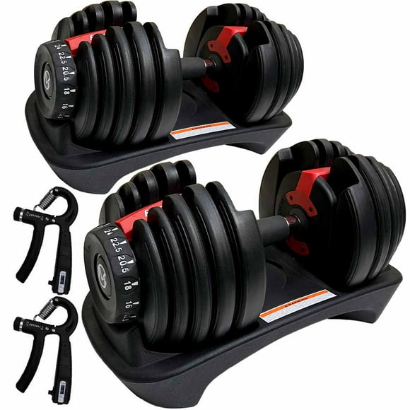 MotionGrey Adjustable Dumbbell Set 5 to 52.5LBs, Weights Dumbbells set of 2, Bonus High Strength Hand Grip, Home Gym Barbell 10 lb dumbbells pairs