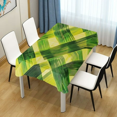 

60x90 Inch Tablecloth Polyester Square Tablecloth for Home Kitchen Dinner Decor Green Crosshatch Pattern