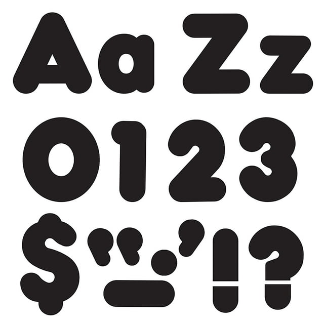 Black 4-Inch Casual Uppercase/Lowercase Combo Pack Ready Letters | Bundle of 2 Packs