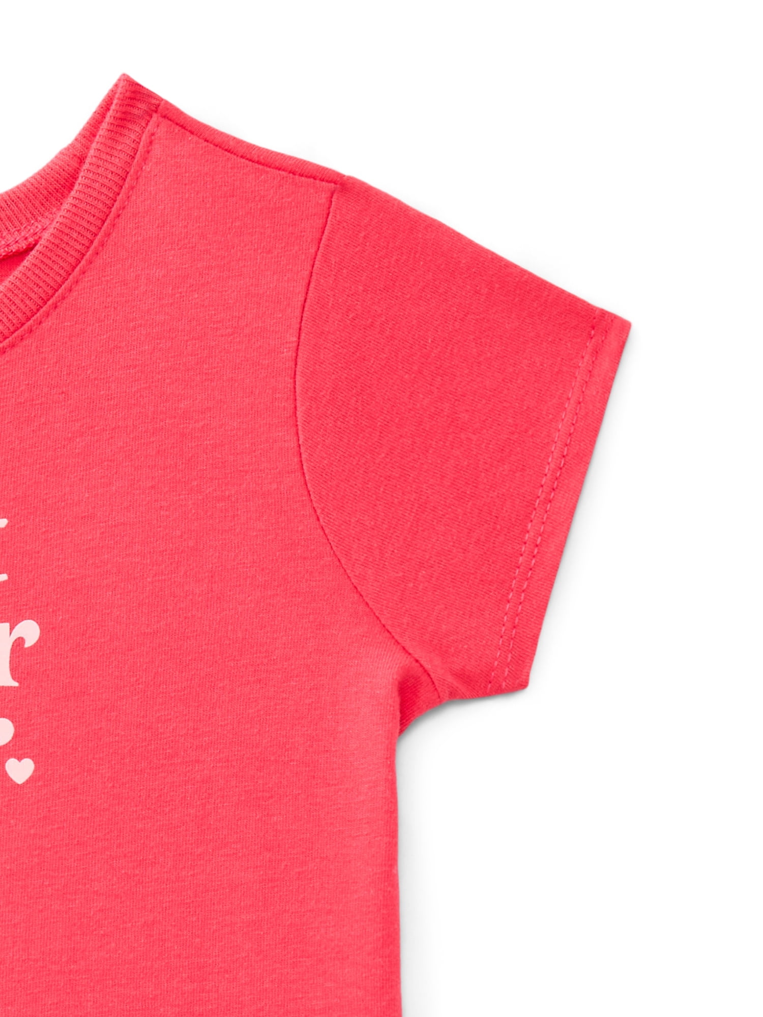 Wonder Nation Baby Girls Crewneck Tee with Short Sleeves, Sizes 0/3M-24M