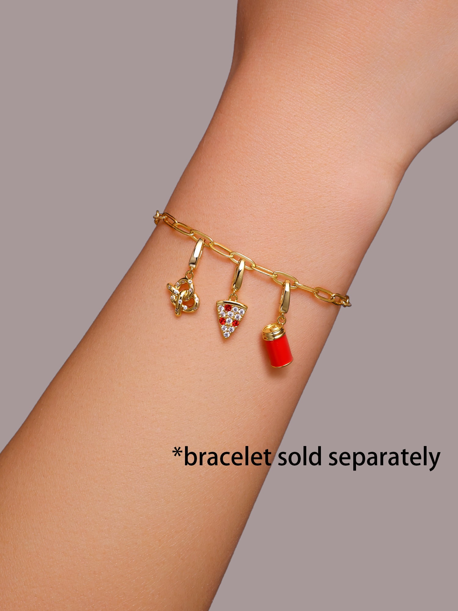 Brilliance Fine Jewelry Simulated Diamonds Snacks Charm Set in 14KT Gold Plated Sterling Silver