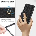 thumbnail image 5 of Dteck for Samsung Galaxy Z Fold 6 Wallet Case with Ring and Credit Card Holder, Cash Slot, Premium Leather Magnetic Clasp Kickstand Heavy Duty Protective Cover,Black, 5 of 7