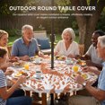 thumbnail image 3 of Round Outdoor Tablecloth with Umbrella Hole and Zipper, Orange Coastal Coral Tablecloth with Elastic Waterproof, Summer Nautical Sea Beach Ocean Patio Table Covers for 55" - 60" Picnic Pool Tables, 3 of 9