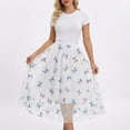 thumbnail image 2 of Arlun Womens Floral Midi Skirts High Waisted A Line Cute Layered Mesh Pleated Skirt Lightweight Swing Flowy Knee Length Casual Skirts White One Size, 2 of 4