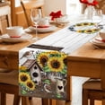 thumbnail image 5 of Yellow Sunflowers Table Runner - 48 Inch Long Western Star Farmhouse White Wooden Cotton and Linen Blended Dress Scarves Farmhouse Table Runner for Kitchen Dining, Coffee Table, 13" x 48", 5 of 8
