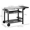 thumbnail image 3 of Outsunny Chariot de Gril d'Extérieur en Acier Inoxydable à 3 Tablettes avec Table d'Appoint et Roues, 3 of 10