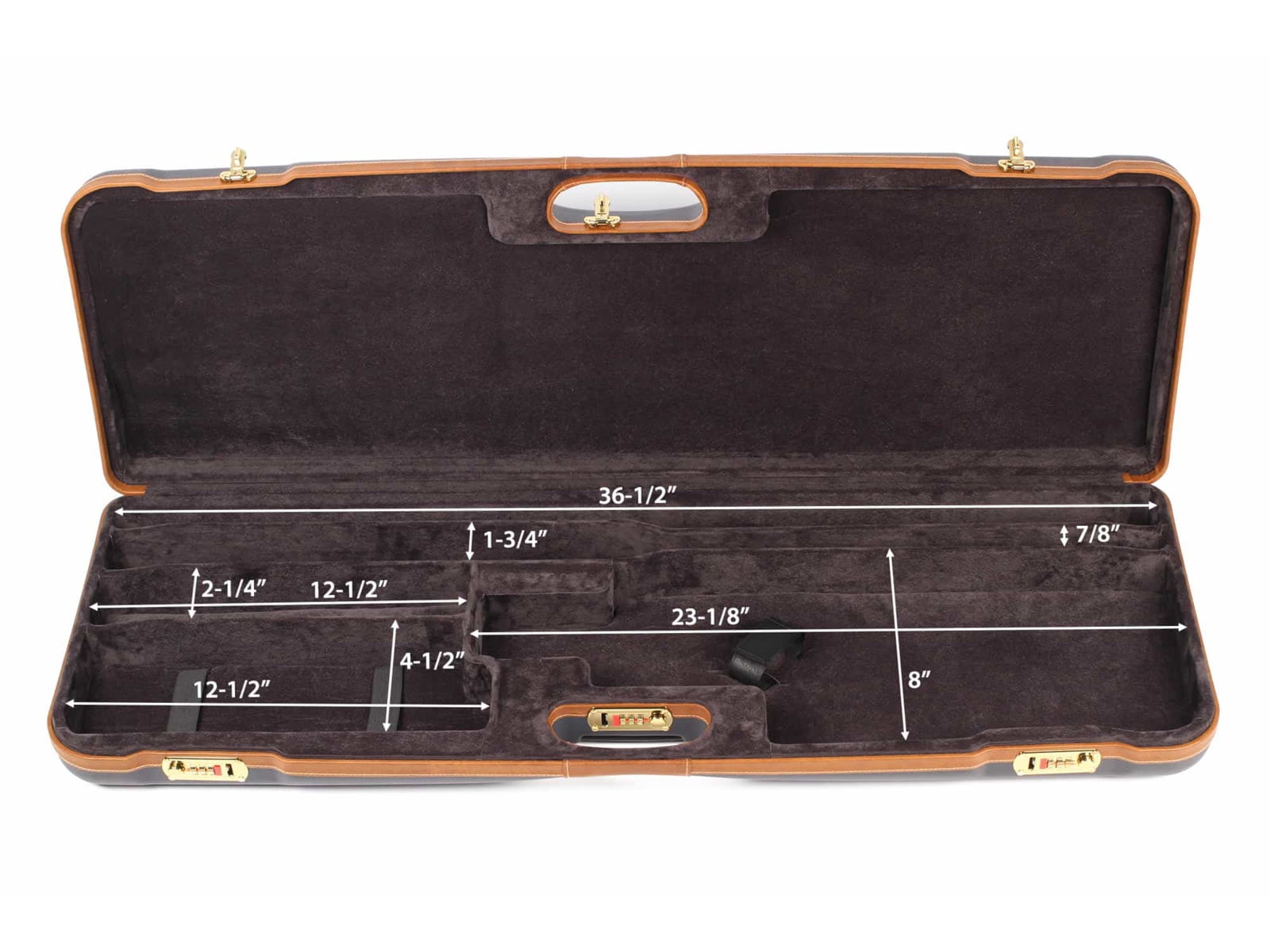 Negrini O/U Deluxe High Rib Trap/Sporting Combo Shotgun Case, Navy/Tobacco Leather/Grey Interior