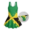 thumbnail image 3 of FOR U DESIGNS Girls' Sleeveless One-Piece Swimsuit Sleeveless Bathing Suit Swimwear Modest Beach Swim Dress Sun Protection, Jamaica Flag, 3 of 7