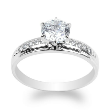 10K White Gold 1.0ct Clear CZ Fancy Engagement Solitaire Ring Size (Best Cz Engagement Rings White Gold)
