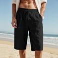 thumbnail image 3 of Mens Capri Pants Summer Casual Elastic Waist Straight Leg Lightweight Cotton Linen Cropped Pants with Pockets, 3 of 9