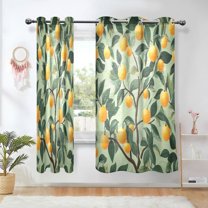 Yayeee Window Curtains Set of 2 for Living Room Light Filtering 63"x52", Orange Tree