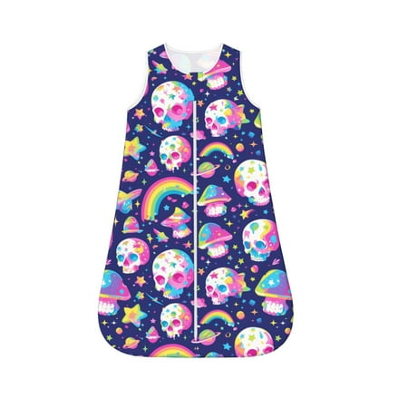 

Fotbe Skull mushroom rainbow space Pattern Sleep Sack - Baby Wearable Blanket with Zipper Extra Soft Cotton Sleeveless Sleeping Bag for Infants-Large