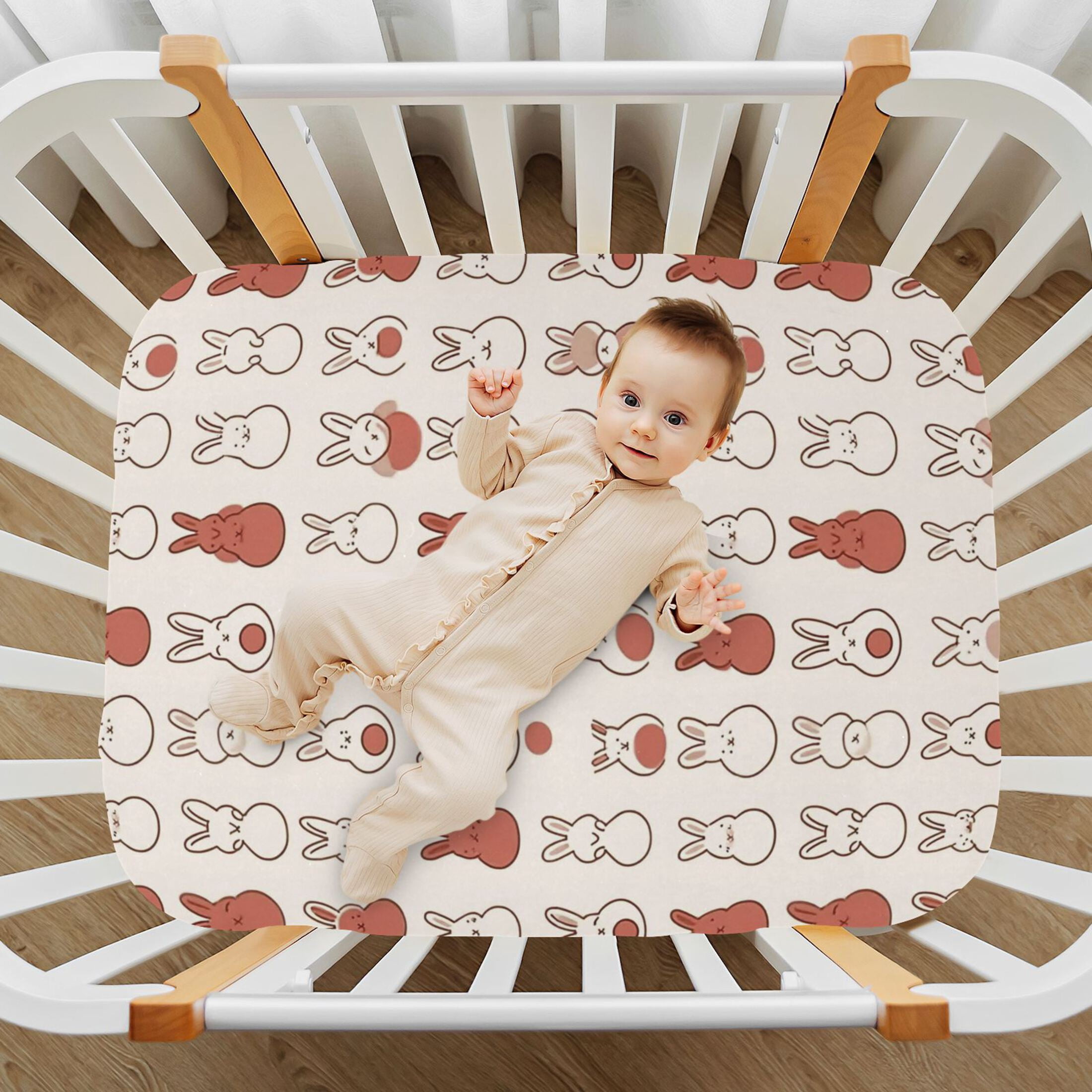 Baby Essentials 52”x 28”- Standard Cotton-like Modal Elastic- Cute Design Crib Sheets for Newborns and Toddlers