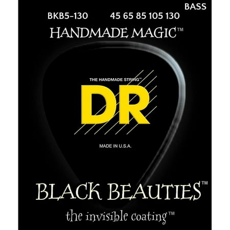 DR Strings BLACK BEAUTIES  Black Coated 5-String Bass Strings Medium
