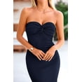 thumbnail image 4 of Vestido PRETTYGARDEN Maxi Ajustado Sin Tirantes con Nudo Torcido Azul Marino Talla L, 4 of 8