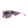 thumbnail image 3 of Unique Trendy 90s Sport Plastic Side Visor Wrap Around Sunglasses Purple - Black, 3 of 4