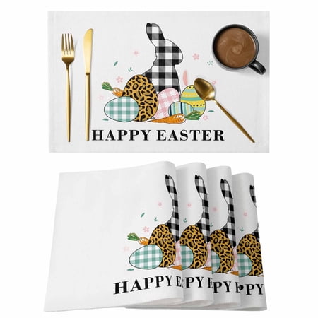 Easter Vintage Placemats Set of 1 Farm Rabbit Non-Slip Place Mats Washable Table Mats for Kitchen Dining Table Decorations Indoor/Outdoor