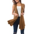thumbnail image 2 of Urban CoCo Women's Sleeveless Cardigan Vest Asymmetric Hem (Cashew, S), 2 of 6