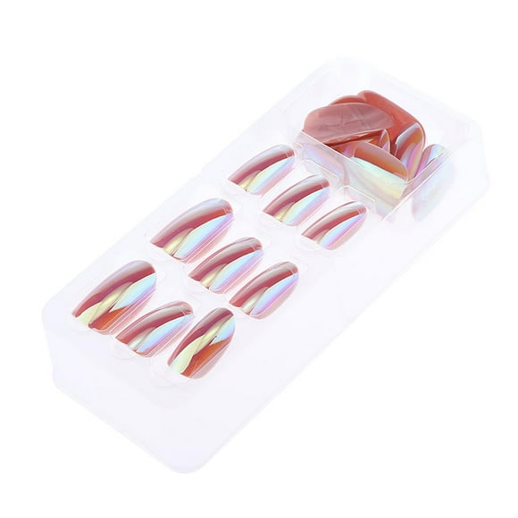 12 pares de uñas postizas francesas con adhesivo Shamjiam Shimmer Ombre 1.5-2 cm 24 Piezas